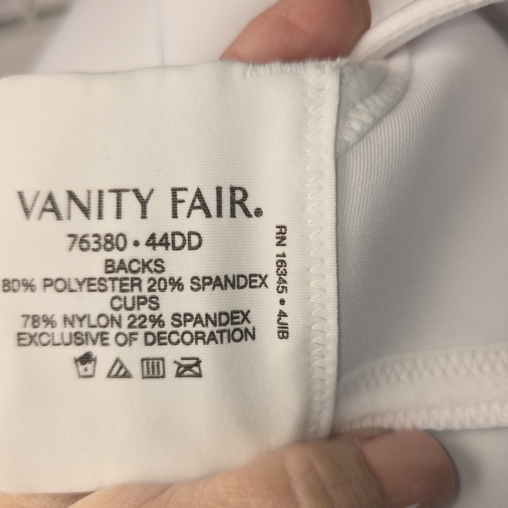 VANITY FAIR FULL FIGURE BEAUTY BACK SMOOTHING UNDERWIRE BRA WHITE NWT 44DD - Picture 5 of 5